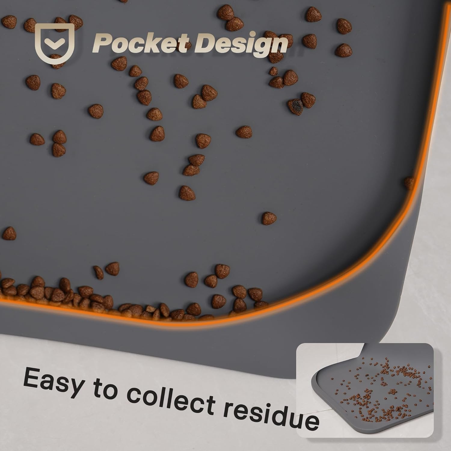 Waterproof Silicone Pet Feeding Mat with Pocket Y35834