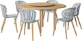 7-Piece Round Dining Set, Eucalyptus Wood, Brown X876
