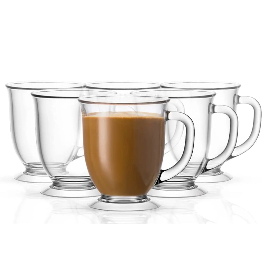 Clear Glass Coffee Mugs Set of 6 15-Oz Borosilicate Glass D102