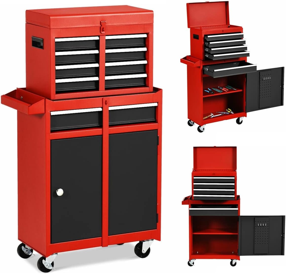 20-Inch Red Metal 5-Tray Cantilever Steel Tool Box Q54312
