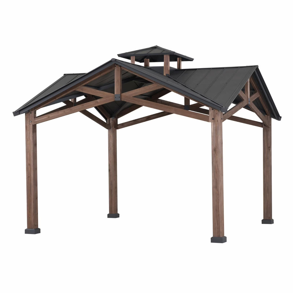 12.5 ft. x 12.5 ft. Cedar Framed Gazebo with Steel Hardtop Roof Z31985