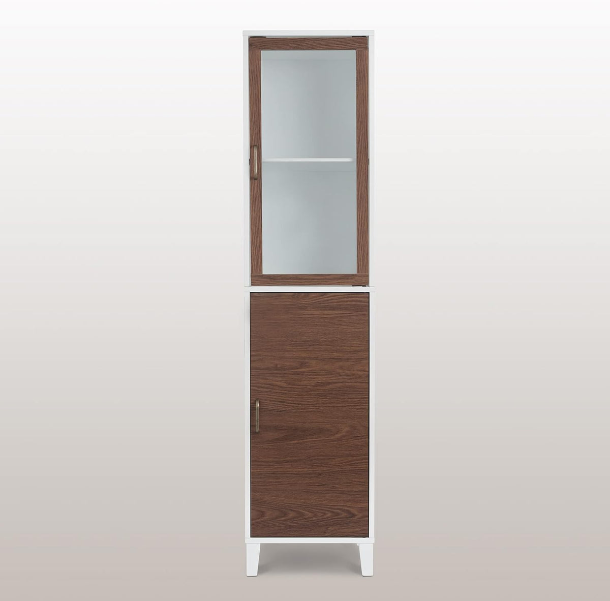 White Natural Wood Bathroom Linen Cabinet L768230