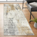 Beige 2'6" x 6' Machine Washable Area Rug Runner W785714