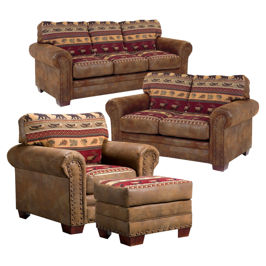 4-piece Microfiber Sofa Set in Brown Q613