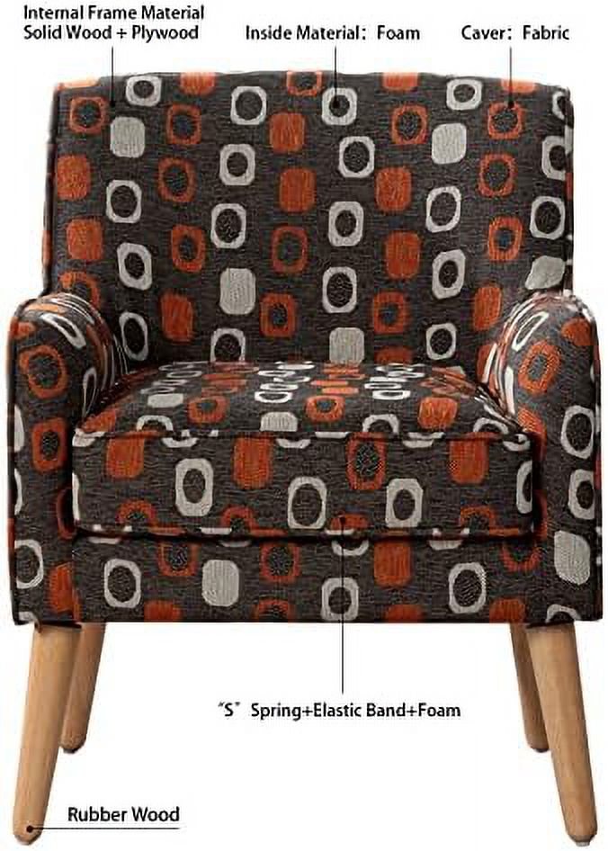 Grey Pattern Linen Fabric Accent Chair E567
