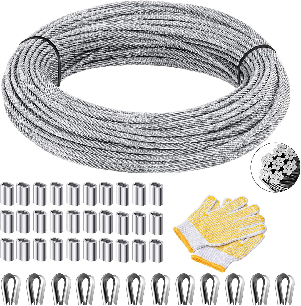 1/8 inch T316 Stainless Steel Cable Railing Kit with Crimp Sleeves and Thimble X5657