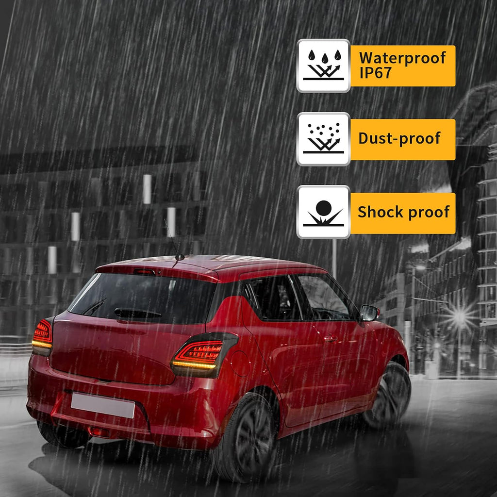 LED Tail Lights for Suzuki Swift 2017-2019, Amber Sequential Turn Signal, Dark Clear F348529