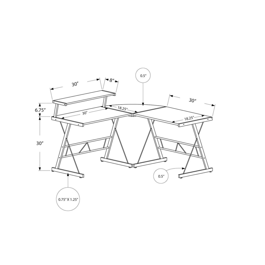 Cappuccino Top Silver Metal Computer Desk L362