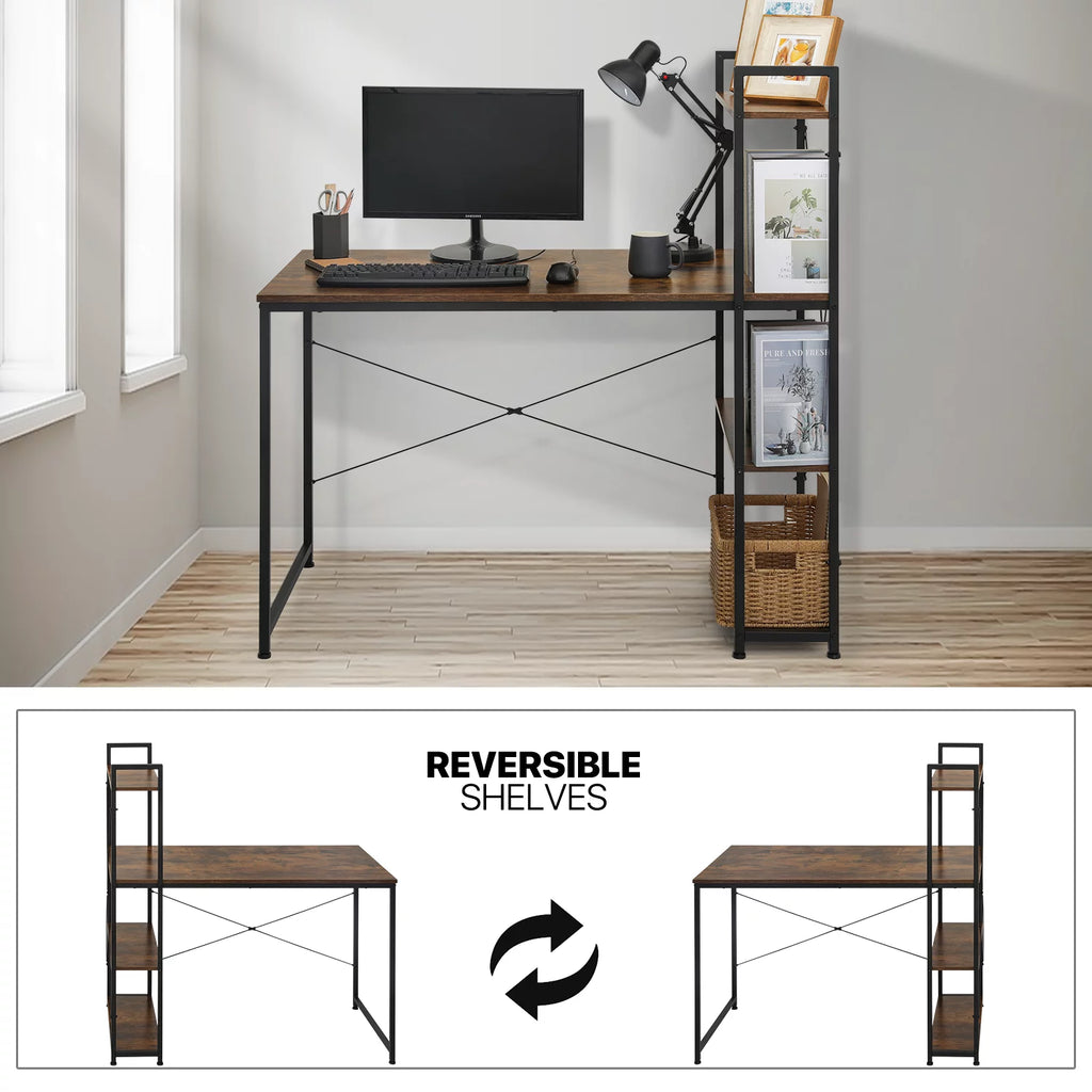 Black Computer Desk and Chair Set with Bookshelf I925065