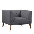 Dark Gray Linen Button-Tufted Chair I2887