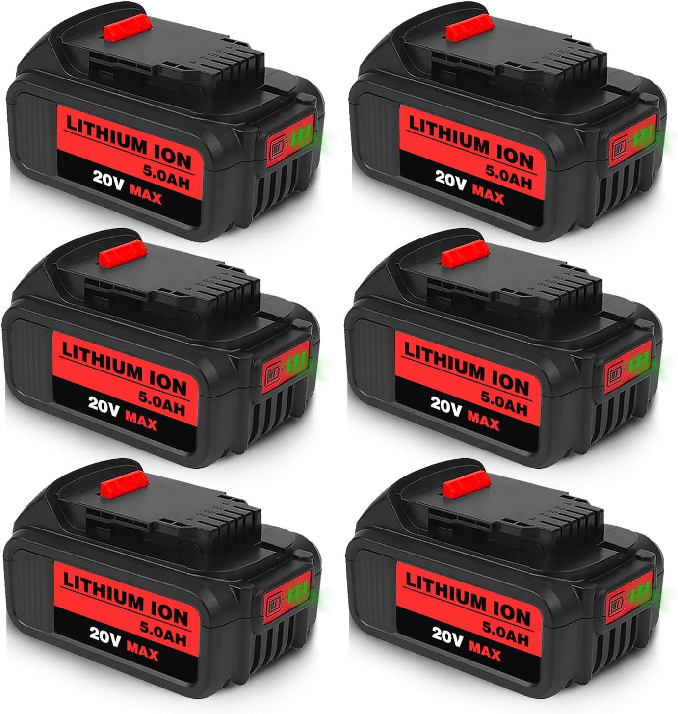 6Packs 20Volt 5.0Ah Lithium Battery L851950