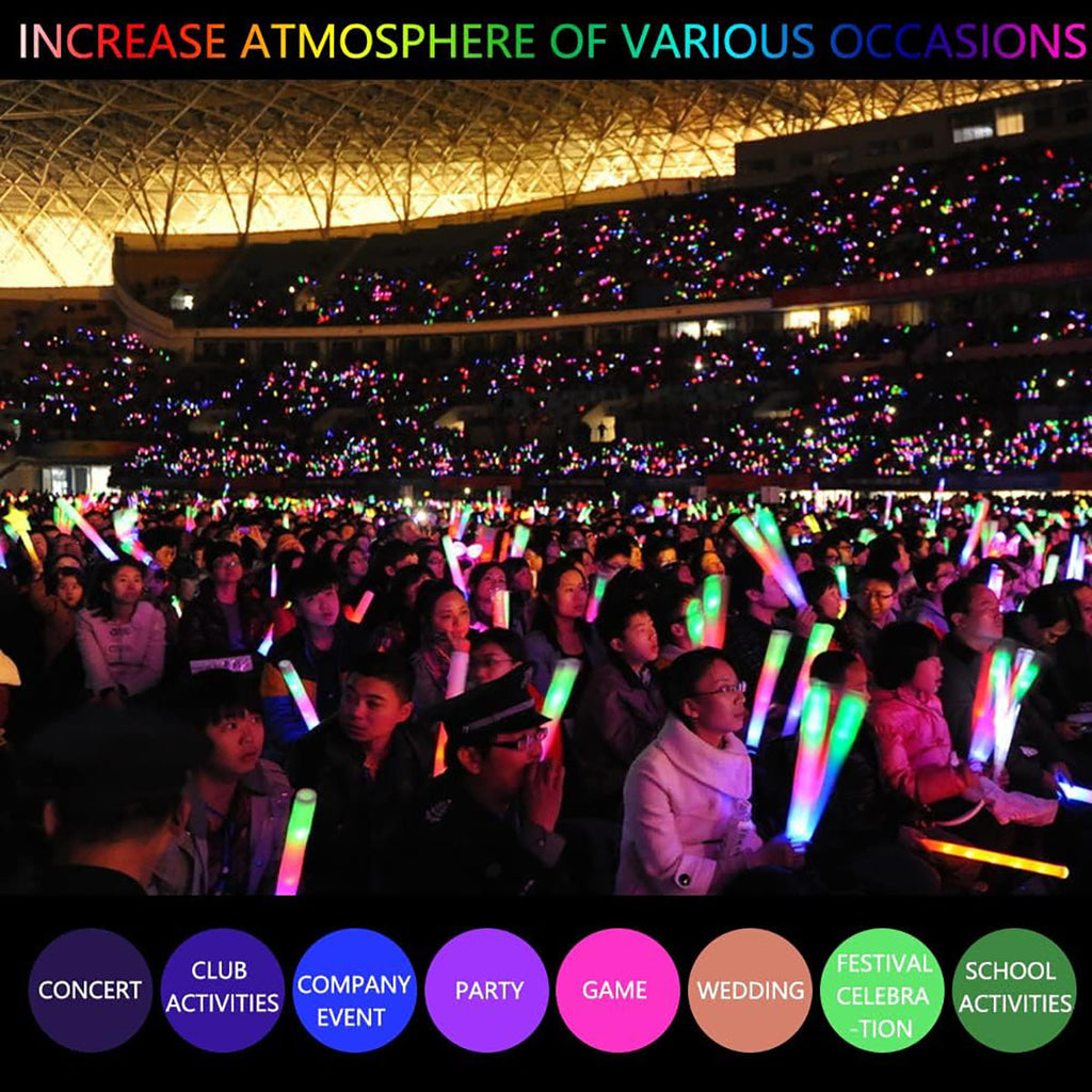 100 PCS Multicolored LED Foam Glow Sticks O41071