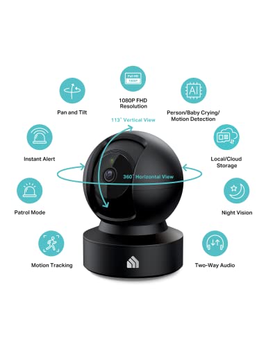 1080p HD Smart Security Camera with Night Vision, White A49272