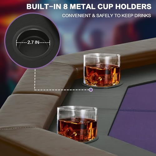 50 inch Foldable Octagon Poker Table with Stainless Steel Cup Holders U895