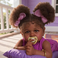 22 Inch Lifelike Soft Body Reborn Baby Doll with Taupe Eyes Caramel Skin Tone Pink Striped Skirt B78593