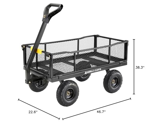 Black Steel Utility Wagon with Removable Side Panels, 4 Cu Ft, 900 lb Capacity T423976