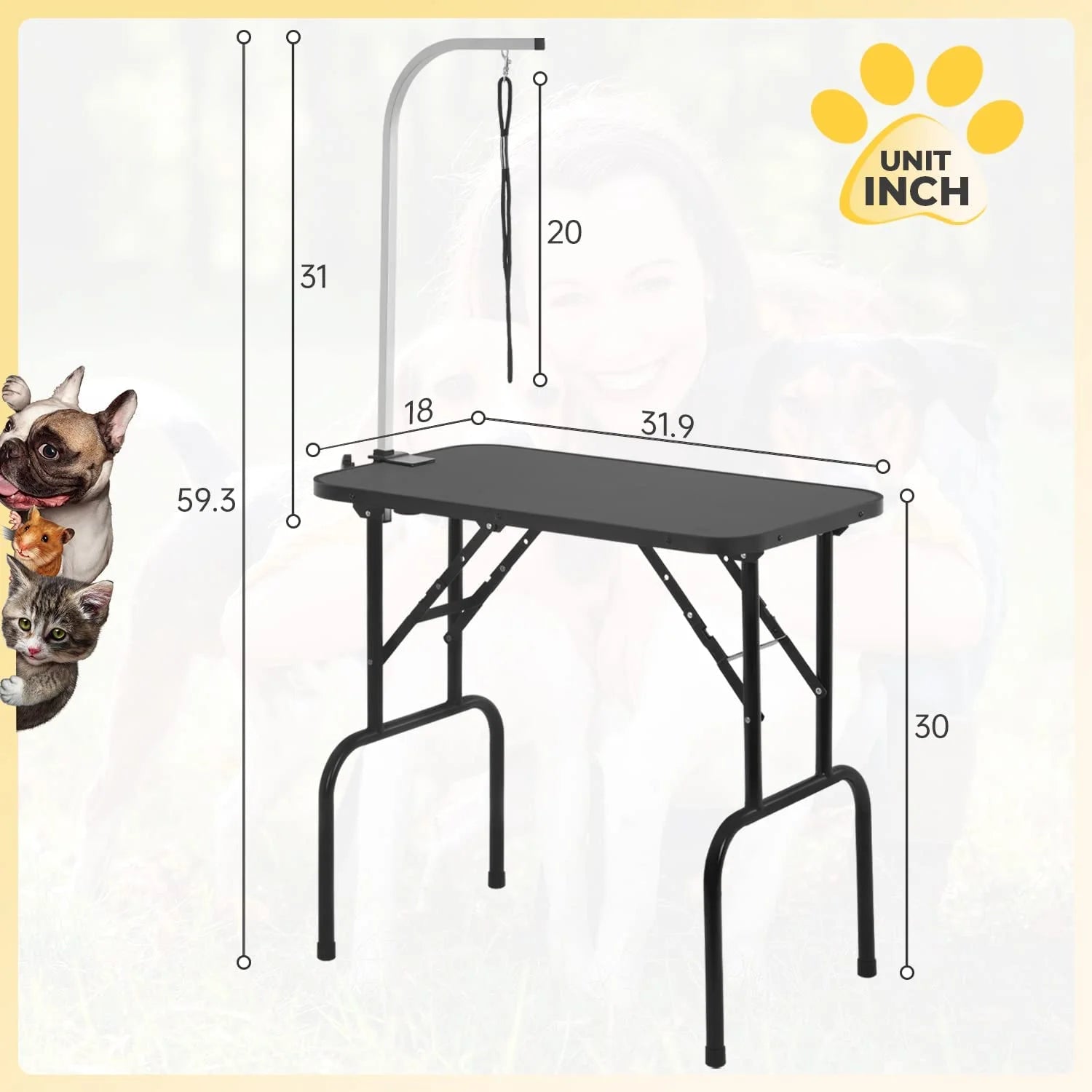 32in Foldable Adjustable Pet Grooming Table N7380