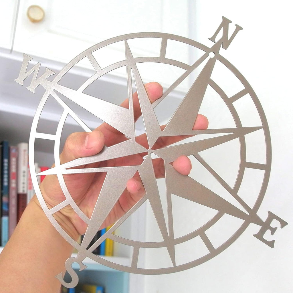 11 Inches Metal Nautical Compass Wall Decor, Cyan Gray, Pack of 2 I906491