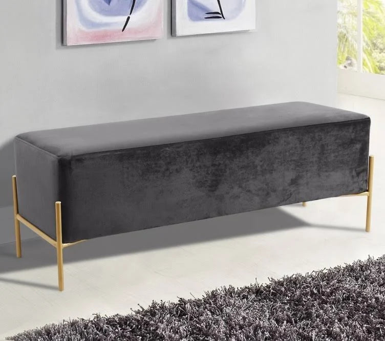 Grey Velvet Bench A5813