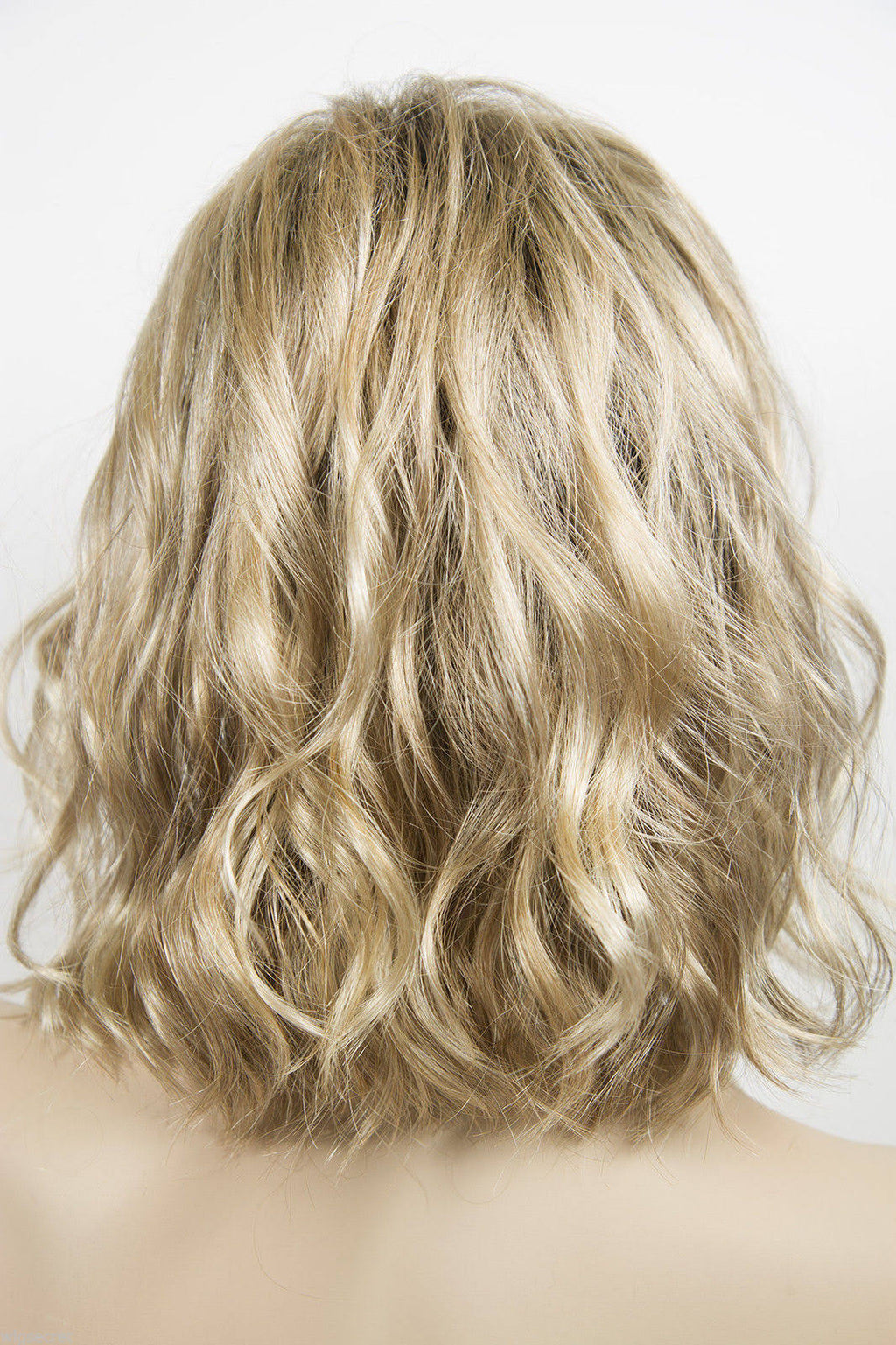 Medium Lace Front Wavy Blonde Brunette Red Grey Wigs - Light Gold Brown Medium Gold B U3836