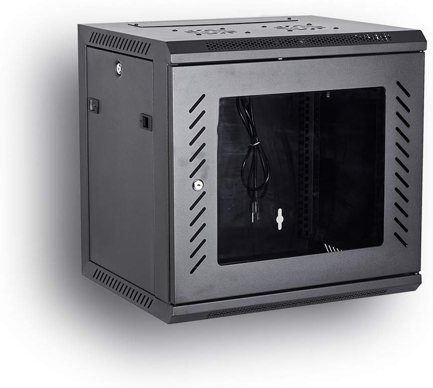 19-Inch Wall Mount Server Rack Cabinet with Locking Tempered Glass Door G589
