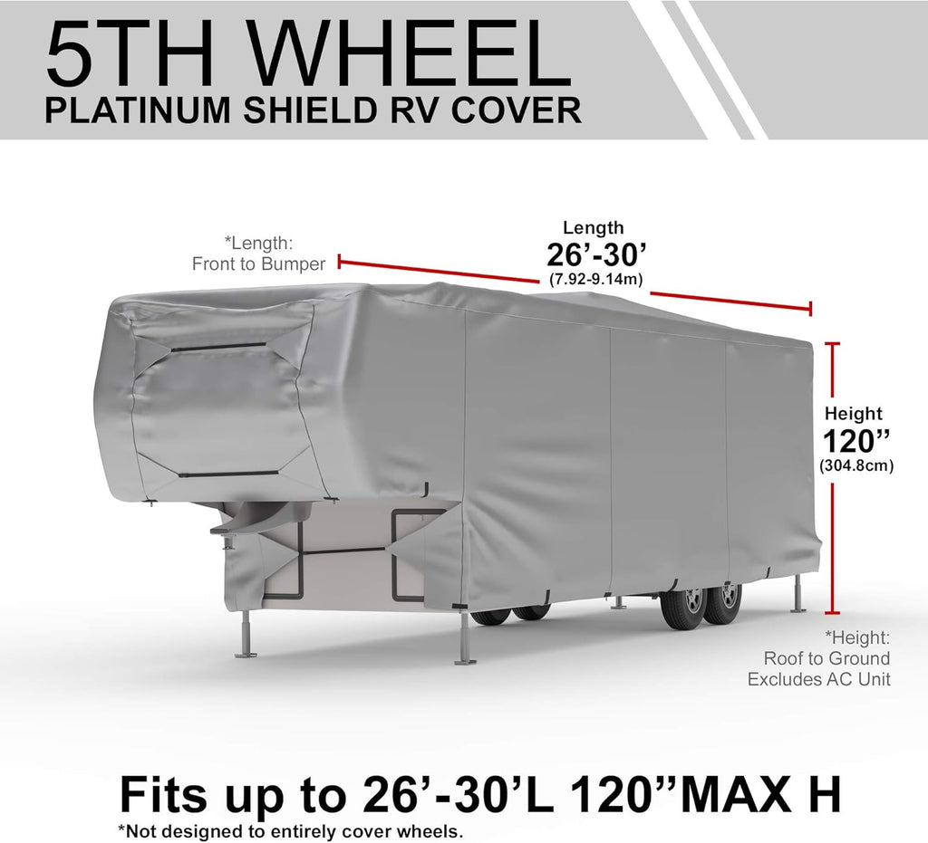 Weatherproof RV Cover for 5th Wheel RV 30' - 32' Long with Fleece Lining O609604