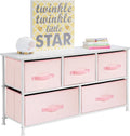 5 Removable Fabric Drawers Pink White Steel Frame Wood Top Storage Dresser G484738