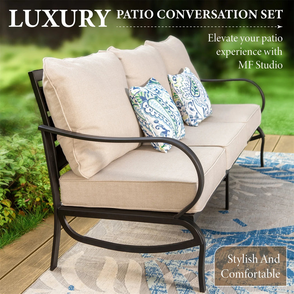 Beige 9-Seat Outdoor Patio Conversation Sofa Set I2197