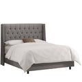 Linen Tufted Wingback Bed, Full, Gray J28761
