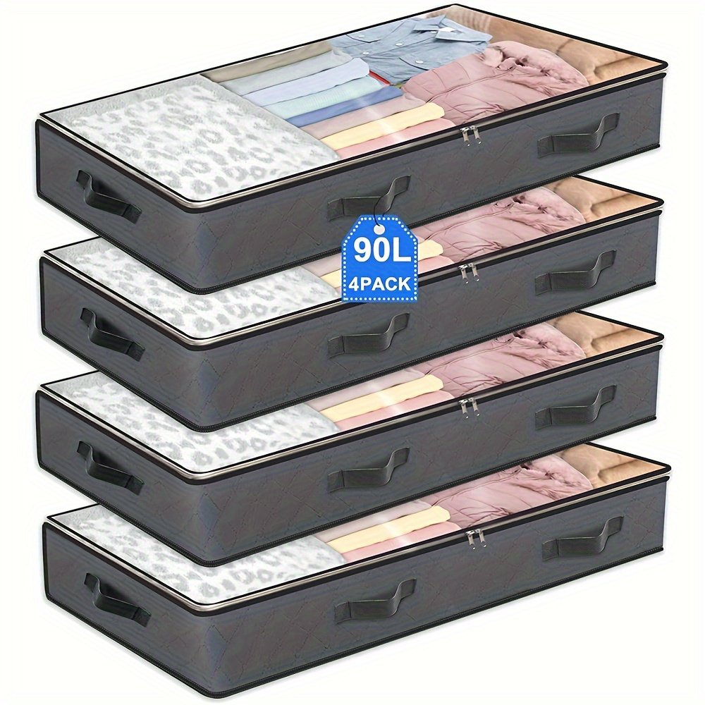 4 Pack Large Capacity Foldable Fabric Storage Containers with Clear Window K6754