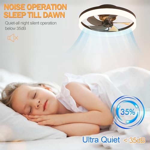 15.7" Low Profile Flush Mount Ceiling Fan with Lights and Remote G4657