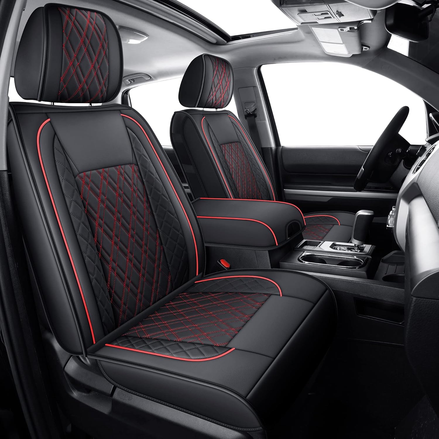 Gray Faux Leather Seat Covers Full Set Q596