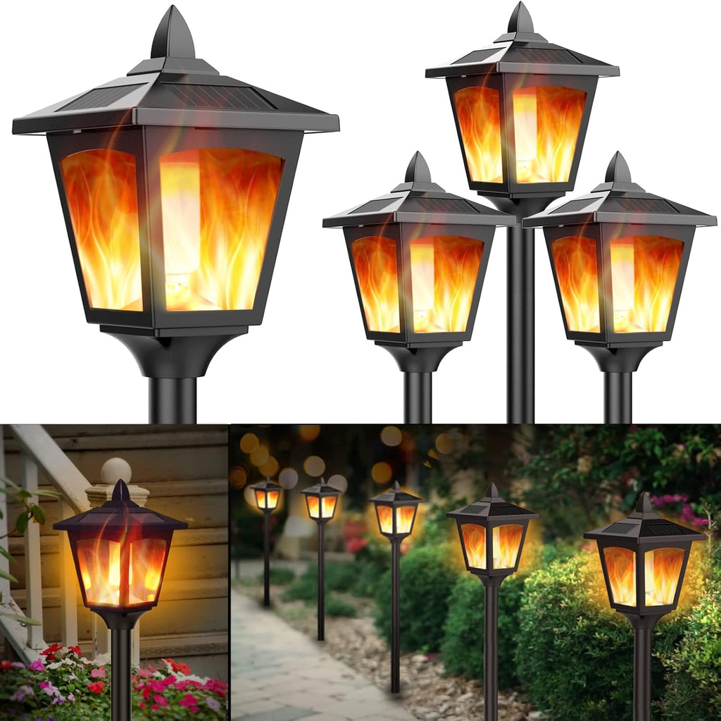 Solar Torch Light with Flickering Flame, IP55 Waterproof Solar Powered - 4 Pack K217