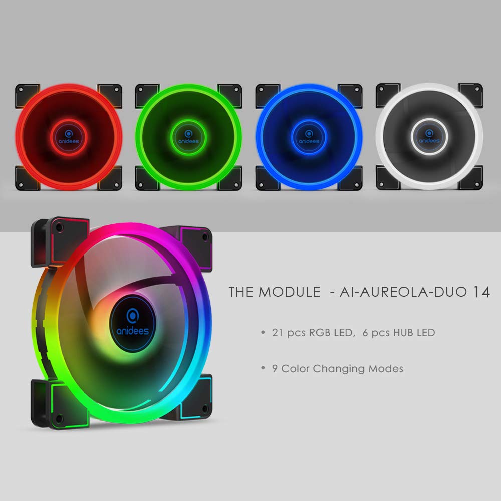 140mm 3pcs RGB PWM Dual Light Loop PC Case Fan G5053