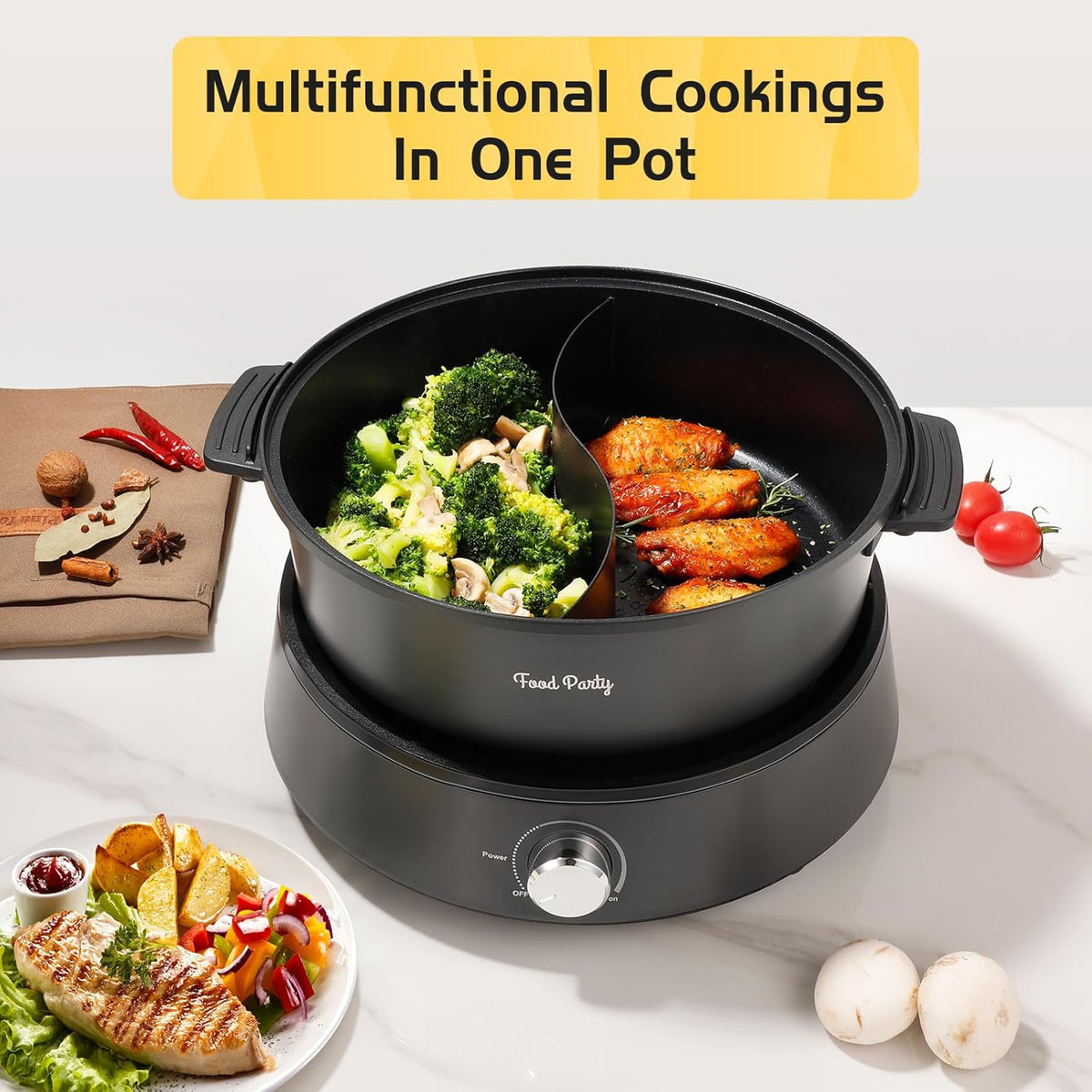 Electric Dual Sided 5L Non-Stick Hot Pot M50614