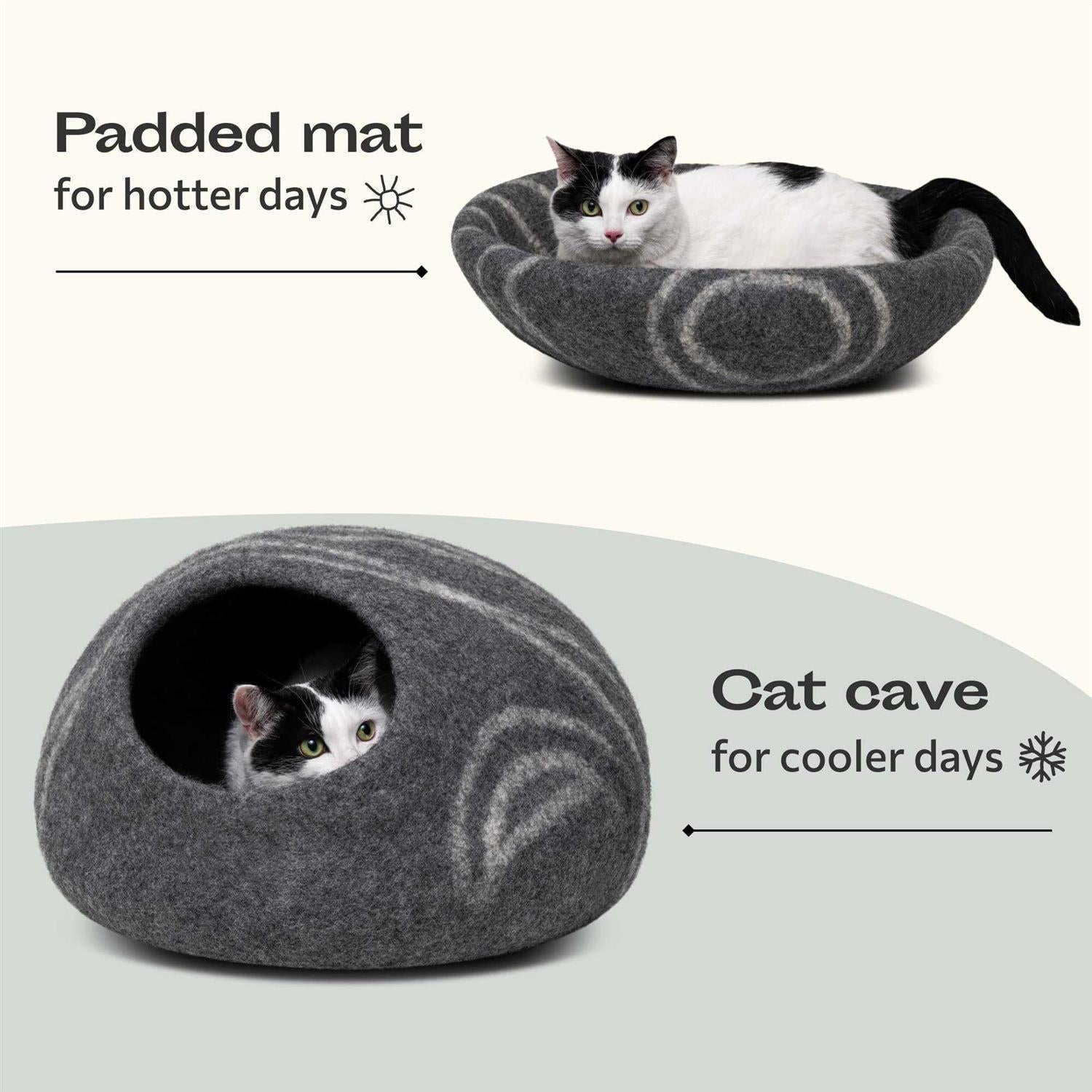 Felt Cat Bed Cave 100% Merino Wool L2233