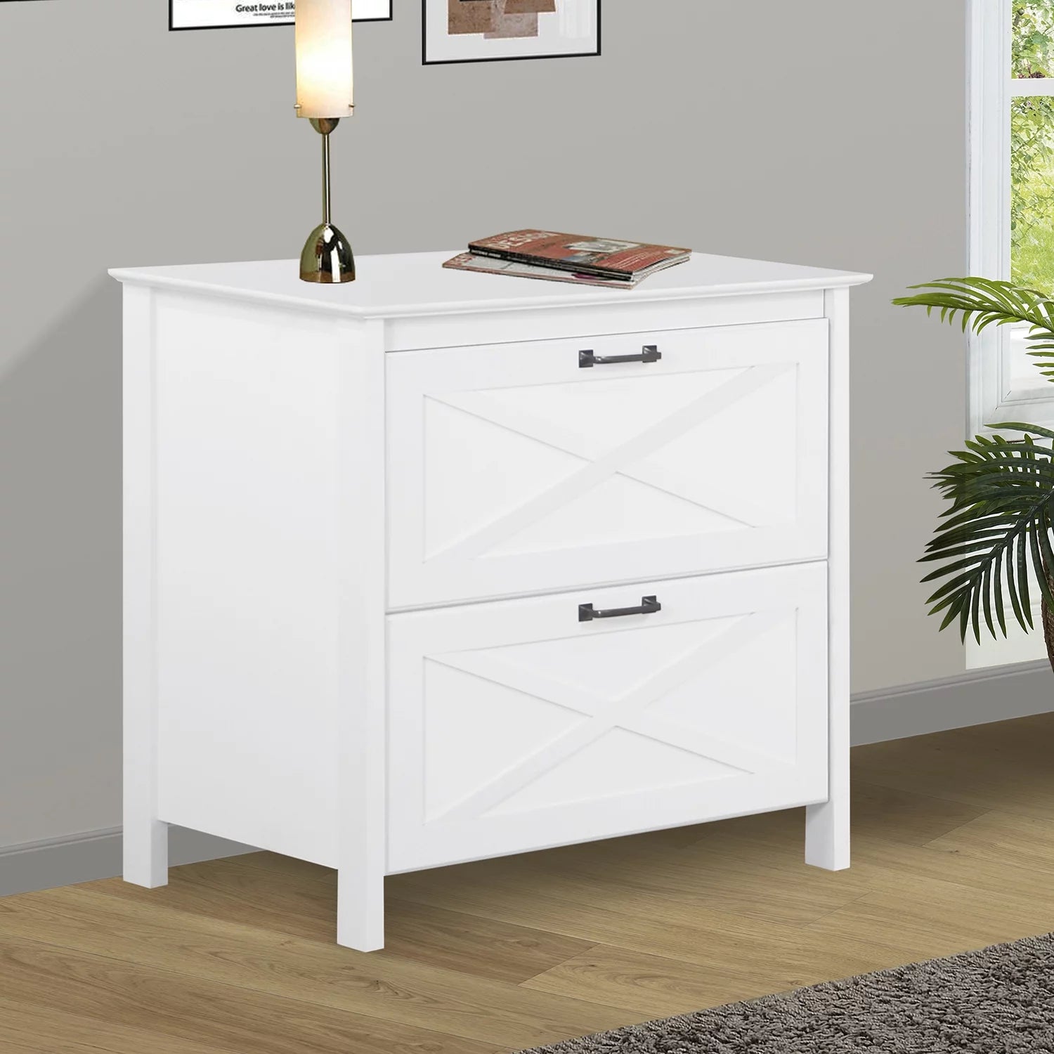 White 2-Drawer Wood File Cabinet O837