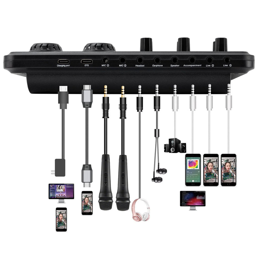 Sound Effects Board Audio Interface with Voice Changer and LED Lights F278