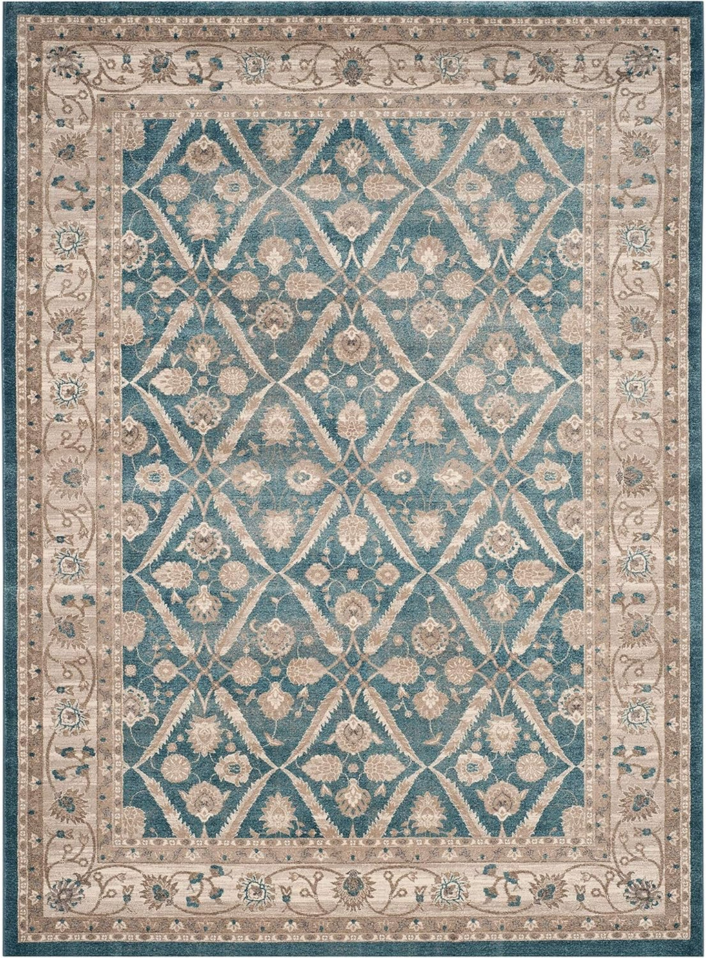 9' x 12' Blue & Beige Vintage Oriental Area Rug C780