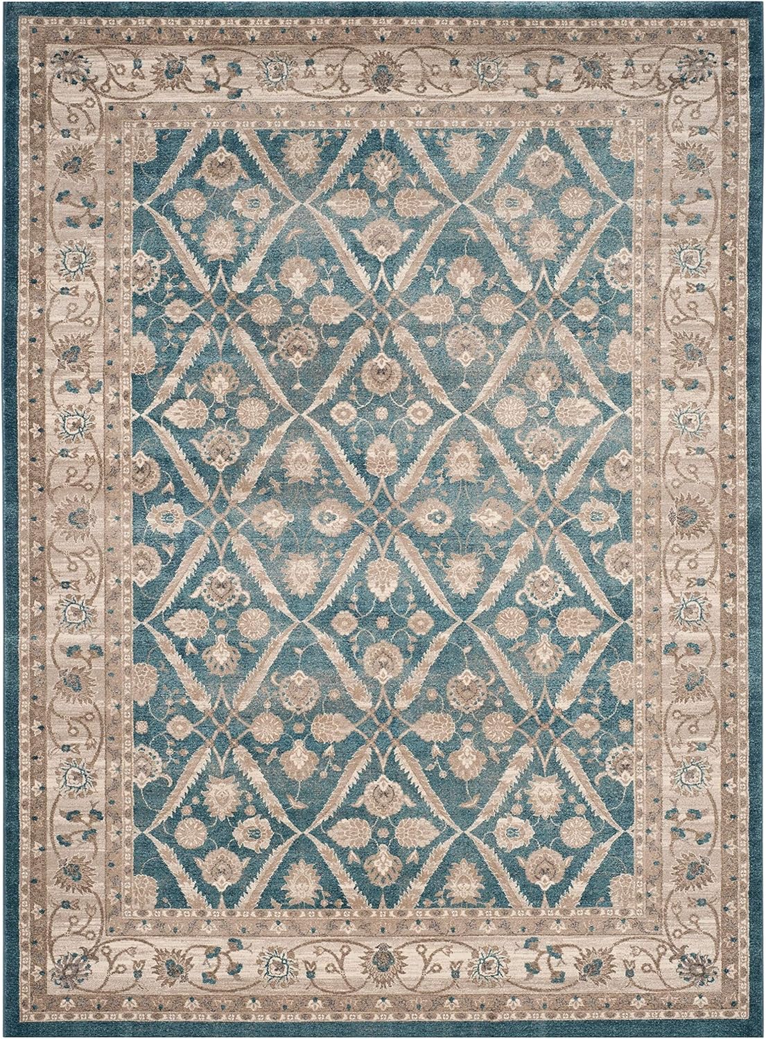 9' x 12' Blue & Beige Vintage Oriental Area Rug C780