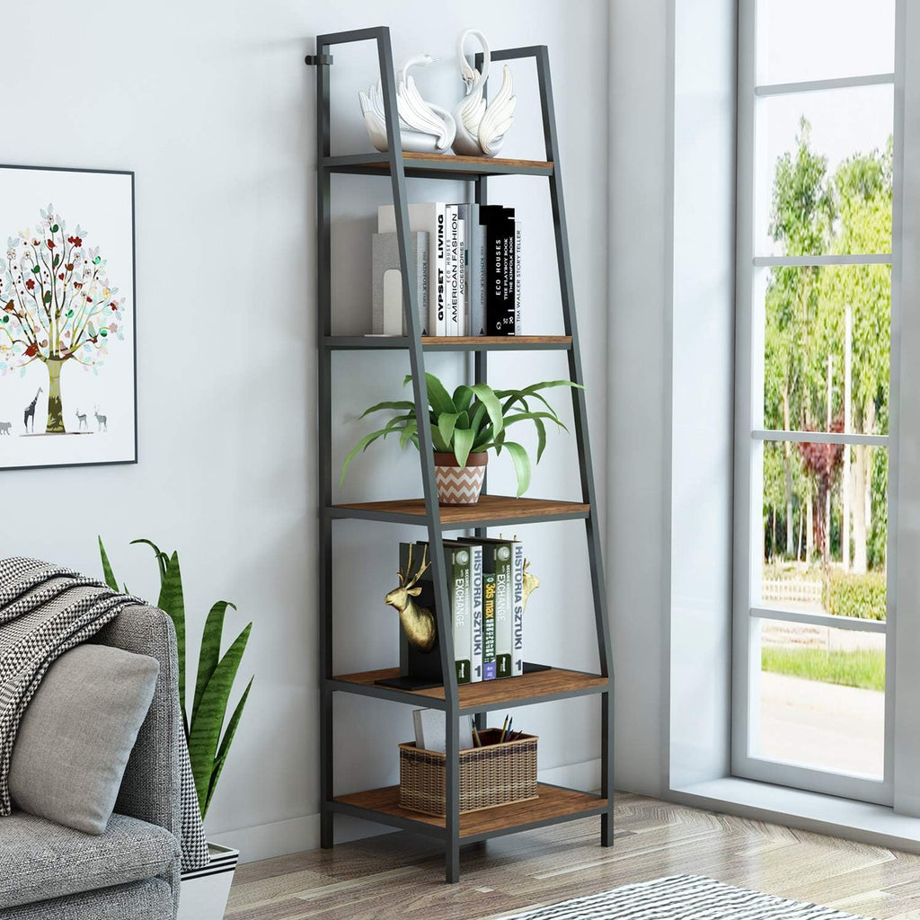 Rustic Brown 5-Tier Ladder Shelf J1498