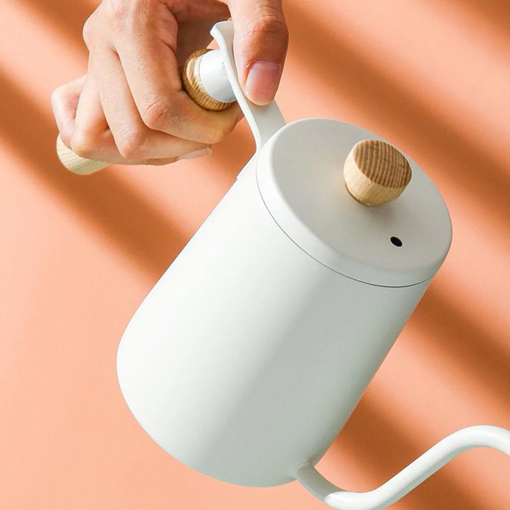 White Stainless Gooseneck Tea Kettle A2849