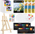 65PCS Acrylic Paint Canvas Set with 12 Colors, 30 Paint Brushes, 5 Canvas, Wood Easel, 3 Palette, A5 Paper Pad G16963