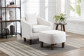 Olive Linen Microsuede Fabric Barrel Chair with Ottoman O247636