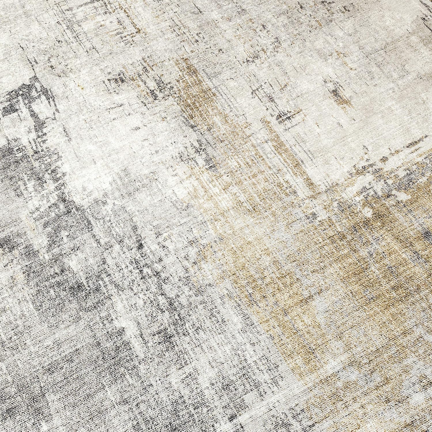 Beige 2'6" x 6' Machine Washable Area Rug Runner W785714