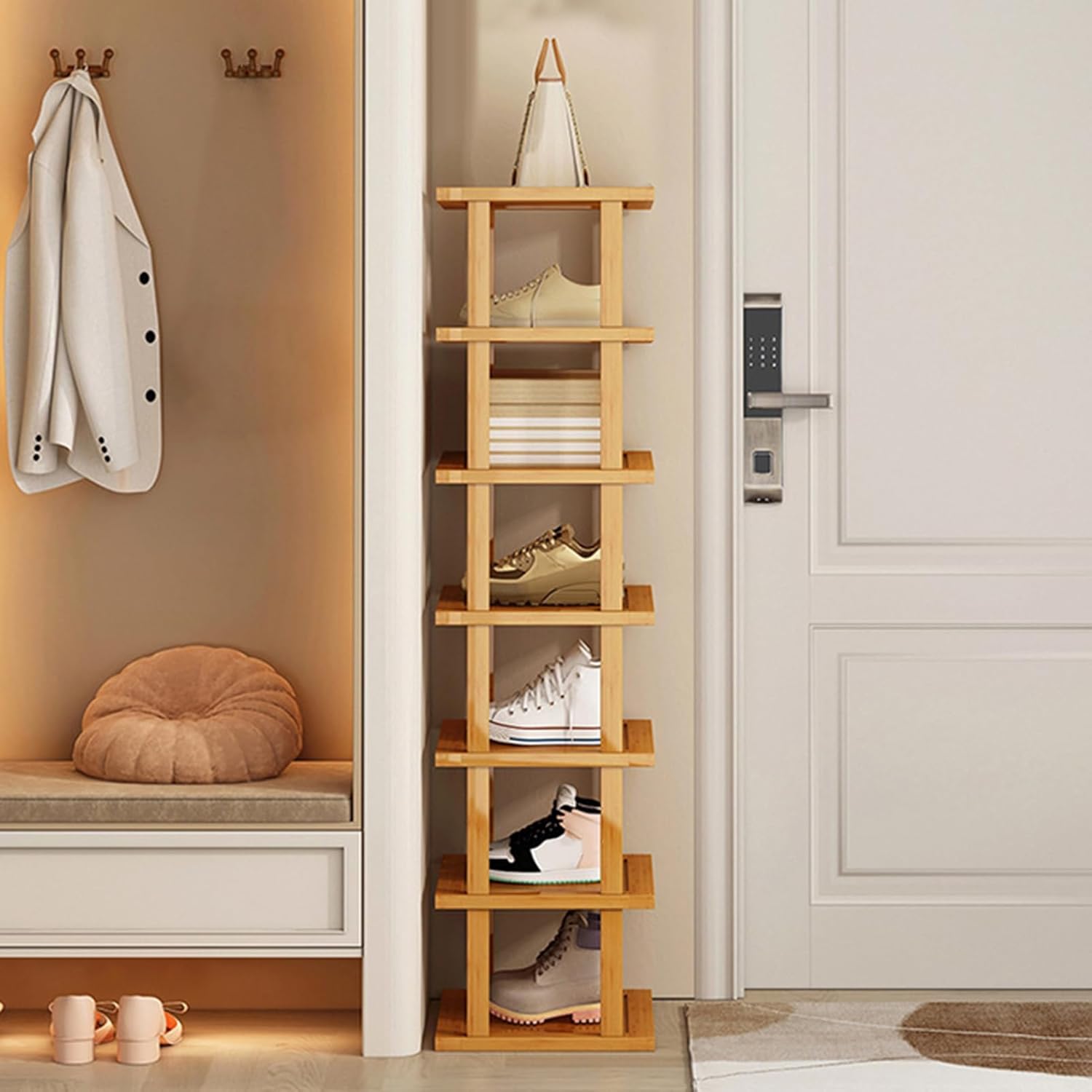 Bamboo 7-Tier Shoe Rack Storage Organizer Shelf B258