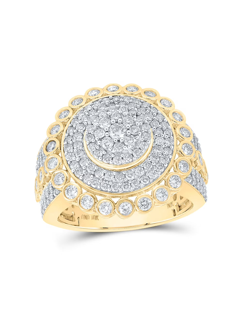 10kt Yellow Gold Mens Diamond Circle Cluster Ring 2-5/8 Cttw K142315