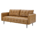 Tan Faux Leather Tufted Sofa J91764