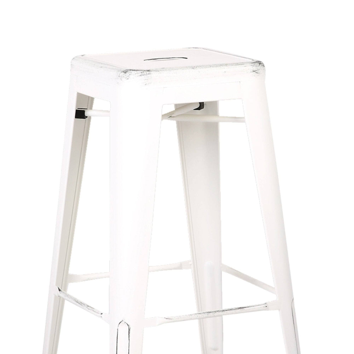 Square Wooden Counter Stool with Metal Legs Distressed White - Set of 2 G992624
