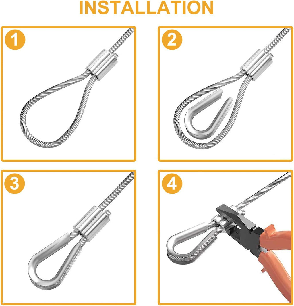 1/8 inch T316 Stainless Steel Cable Railing Kit with Crimp Sleeves and Thimble X5657